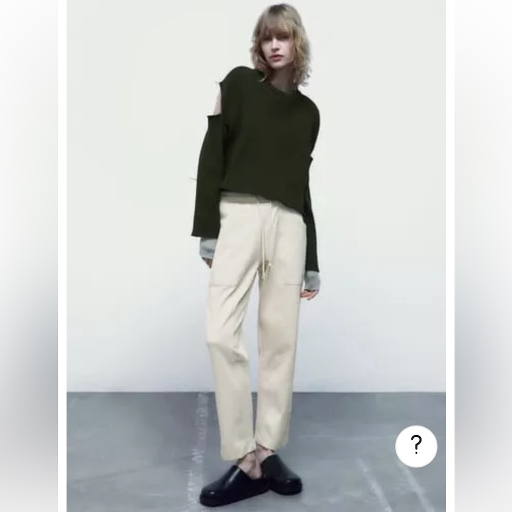 ZARA Jogger Pants (Color: Ecru, Size: S)